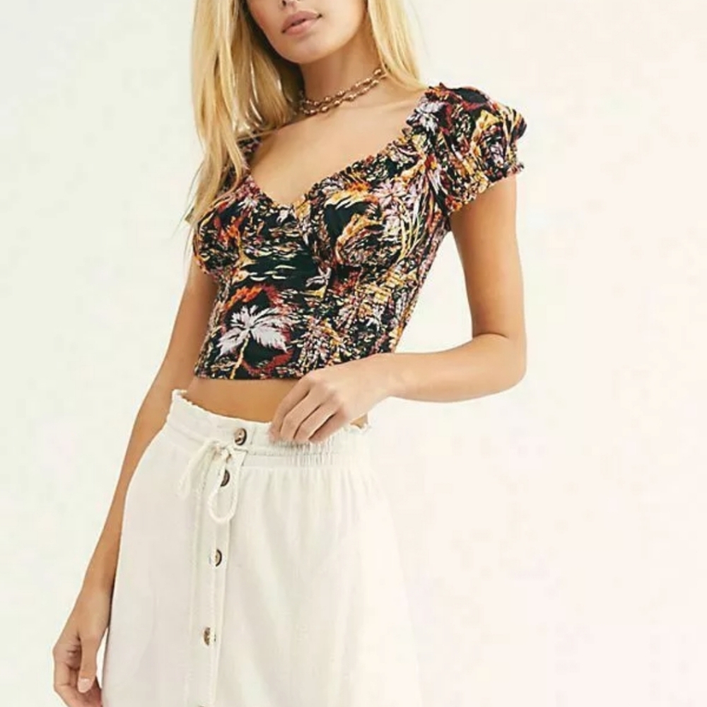 Free People Cherry Bomb sweetheart crop tropical